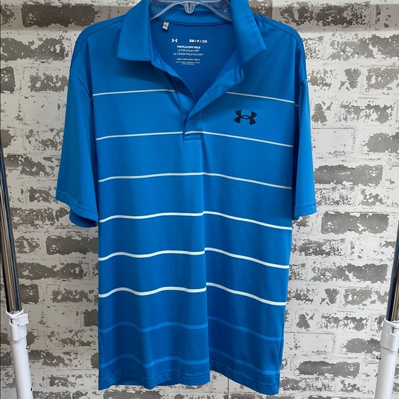 Under Armour Other - Under Armour Men Striped Blue The Playoff Polo Shirt Size Small